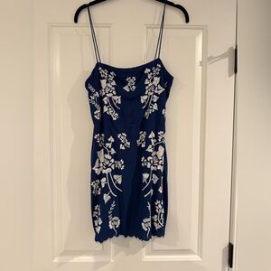 Lovers + Friends Navy Dress with White Floral Design